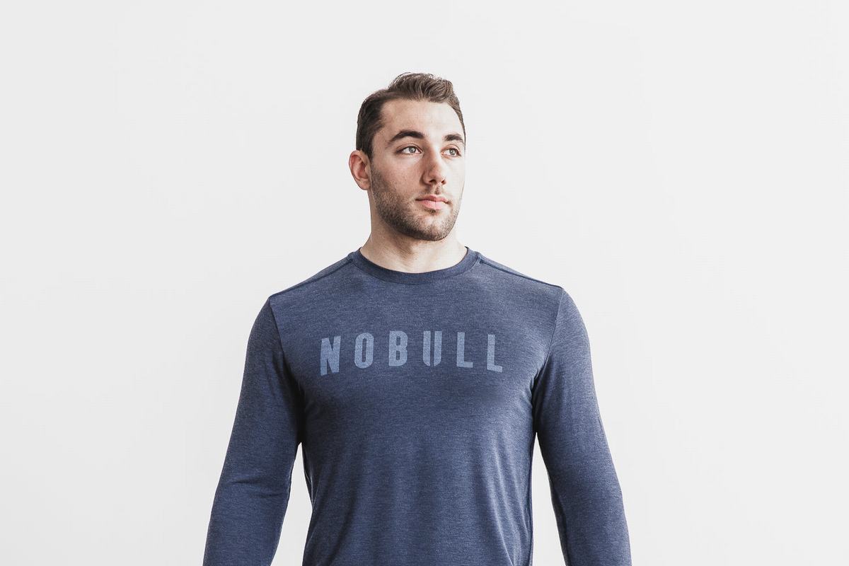 Nobull Men's Long Sleeves Navy | Australia (JZ5492)